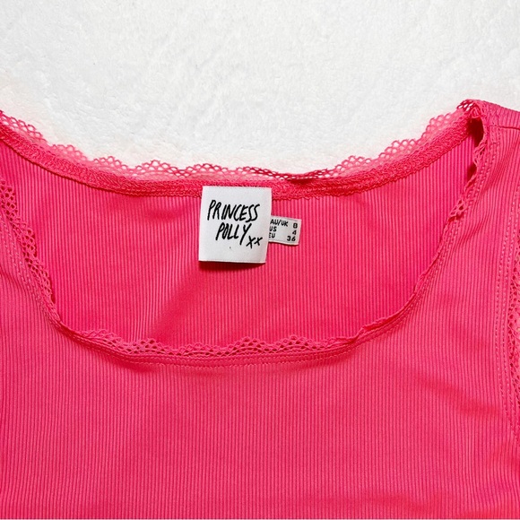 princess polly pink lace trim tank SOLD - Picture 3 of 3